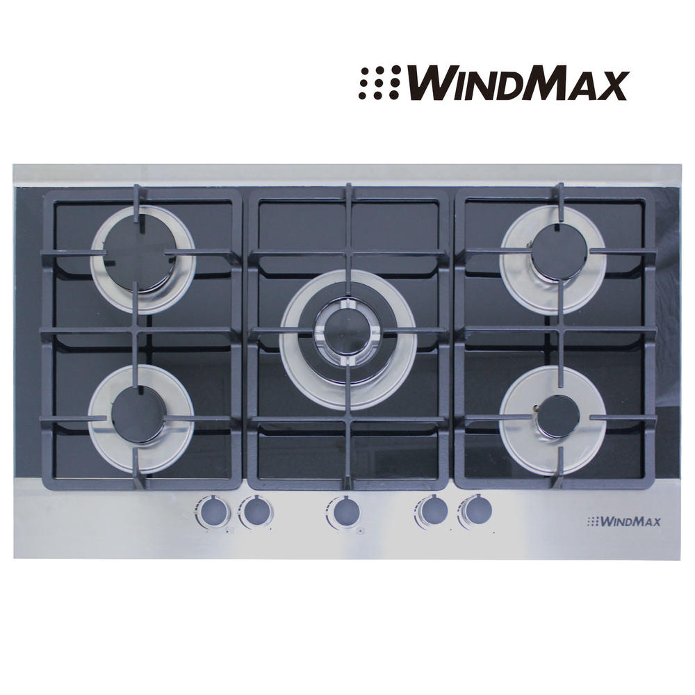 Windmax 36" Black Electric Tempered Glass Built-in Kitchen 5 Burner Gas Hob Cooktops