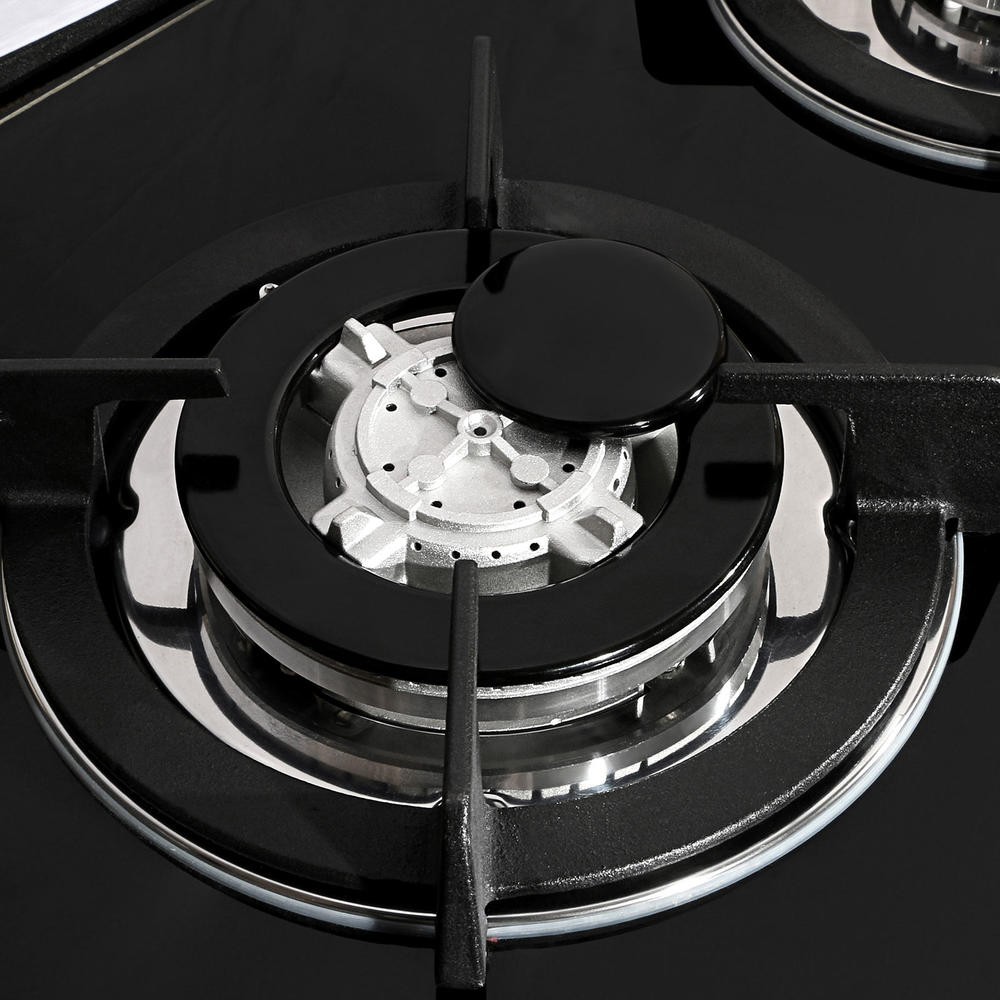 Windmax 30" Fashion Black Tempered Glass Built-in Kitchen 5 Burner Gas Hob CookTop