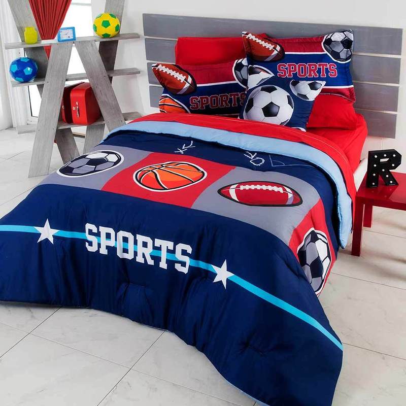 Sweettreatfavors Sports Teen Boys Comforter Twin 3pc Navy Blue