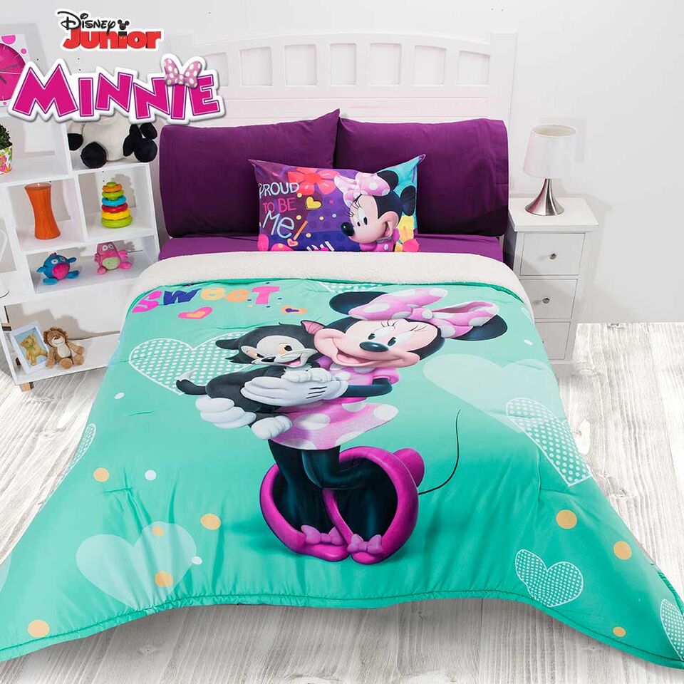 Elaborate Structurally twenty STF Minnie Mouse Bedding Set Comforter Sherpa Sheets Colcha Toss Pillow  QUEEN 6PCS LIMITED EDITION