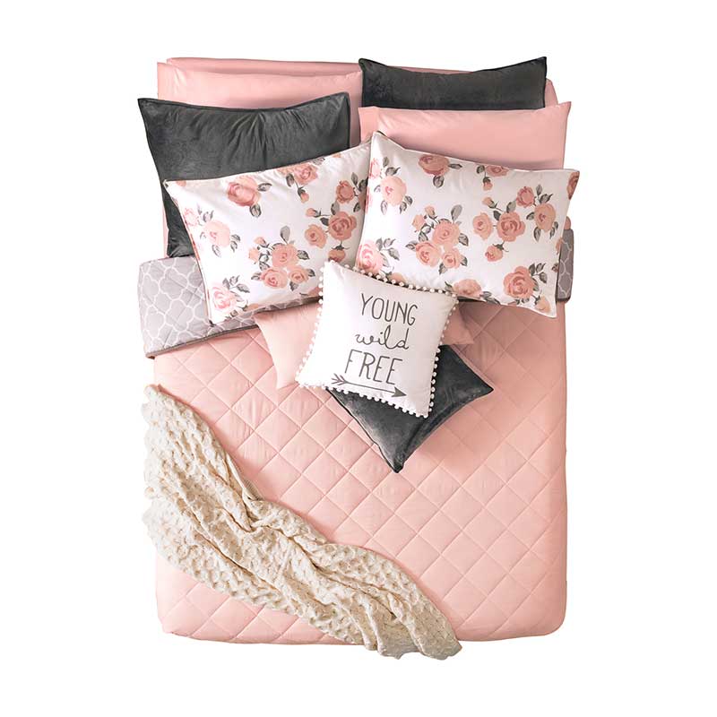 girls pink and grey bedding