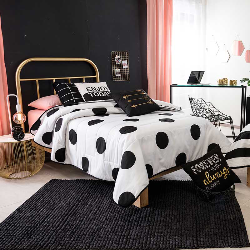 Dreampartyworld Polka Points Lines Black White Comforter Cushion