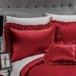 Dreampartyworld Deep Red Diamonds Bedspread Set King Size Shams
