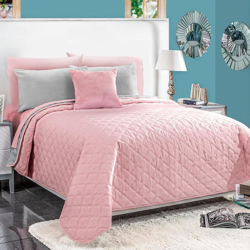 Dreampartyworld Pink And Gray Diamonds Comforter Set Full Size Reversible Bedding And Decoration