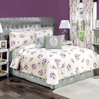 Outstanding purple queen size comforter Dreampartyworld Purple Flowers Comforter And Sheet Set Queen Size Reversible Shams Throw Pillow Bedskirt Bedding Decoration