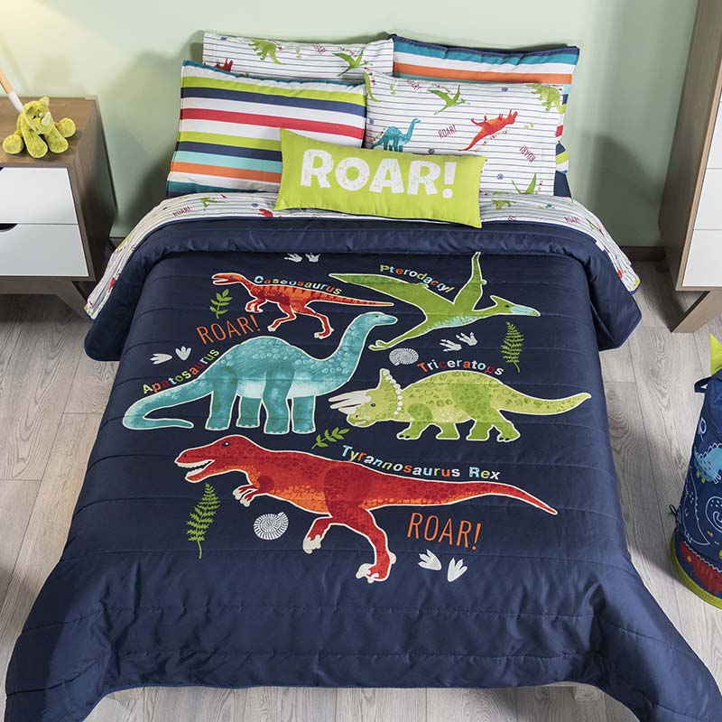 Dreampartyworld Reversible Dinosaurs, Dino Bedding Twin