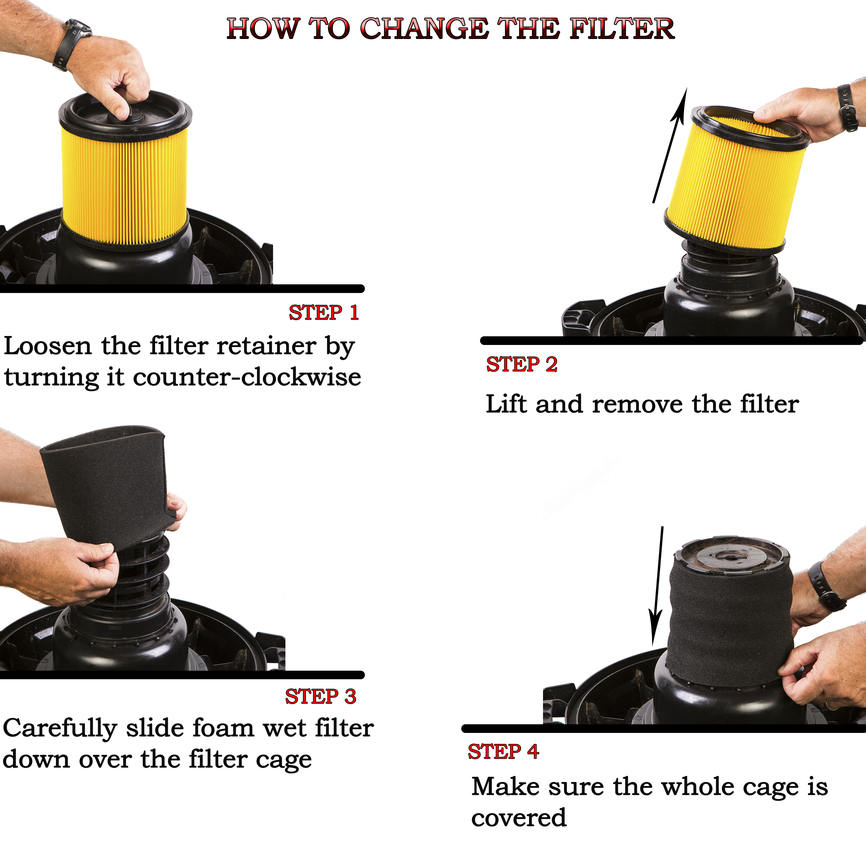 HQRP Foam Filter Sleeve For Shop-Vac 90L400 90L500 90L500A 90L550A 90L600 90L600A 90L600C 90L650A 90L650C 90LN550A 90LN650C Wet Dry Vacuums