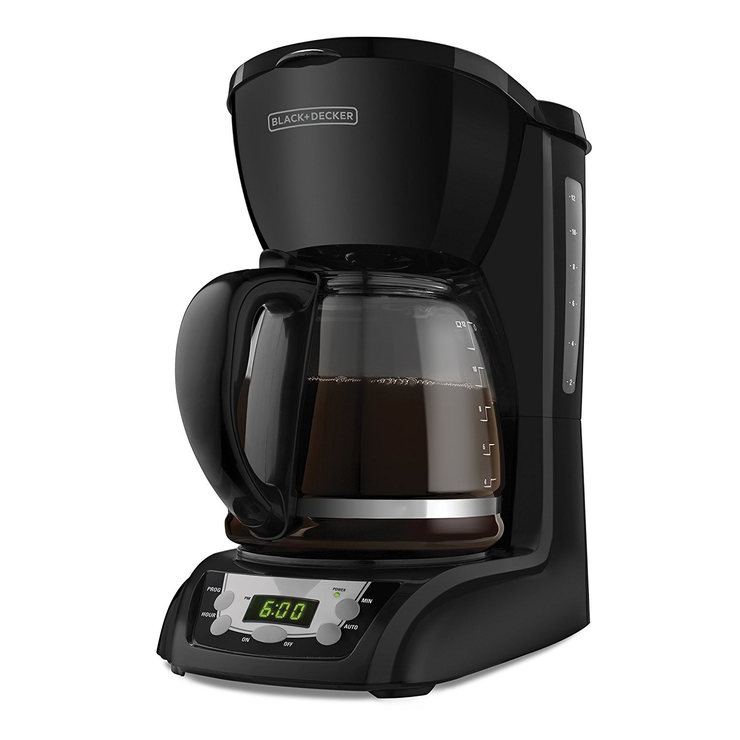BLACK+DECKER DLX1050B 12-Cup Programmable Coffeemaker with Glass Carafe, Black