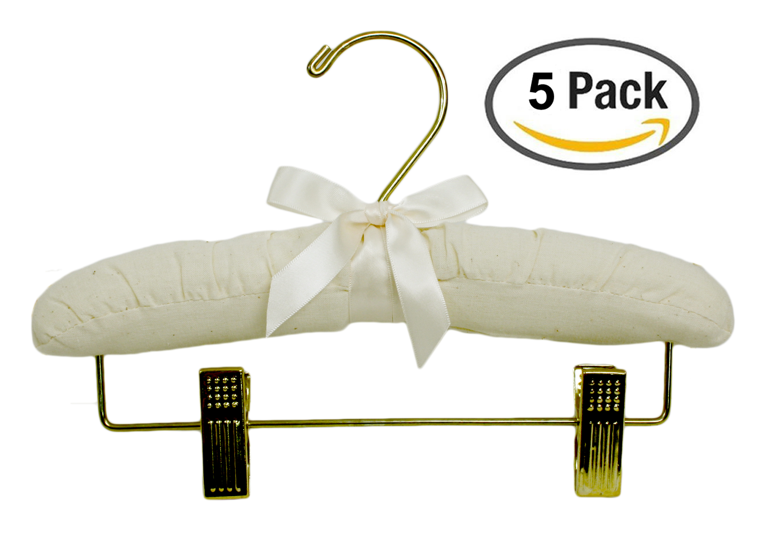 Little Things Mean A Lot Children's 10 Padded Hangers - Muslin, White, and  Pants Clips