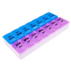 Apex Tools Apex Twice-A-Day Weekly Pill Organizer, 2 Times a Day Color-Coded, Easy-Open, See-Through Lids, AM, PM