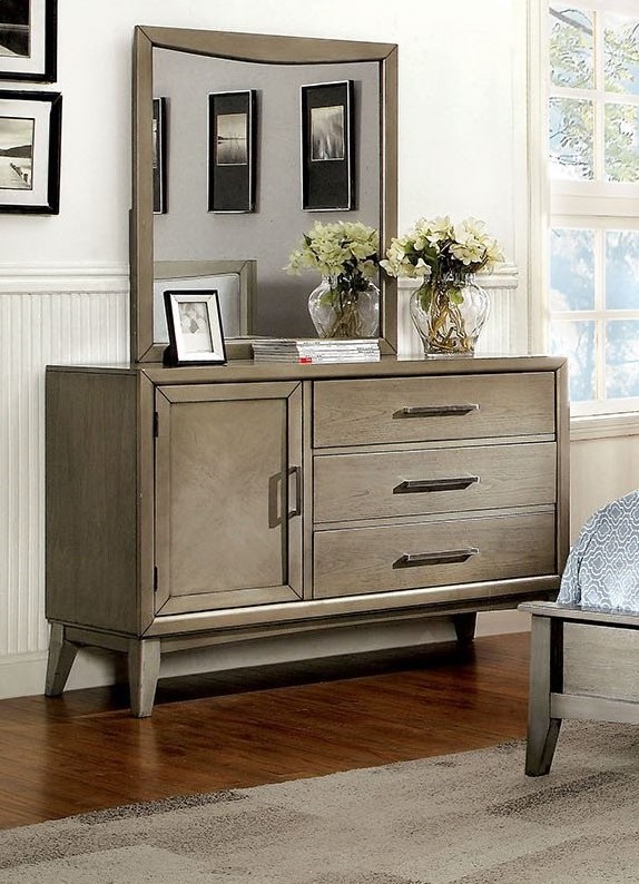 Hs Contemporary Style Leatherette Headboard Gray Finish Queen Size