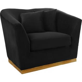 Esofastore Contemporary Black Velvet Chair Gold Stainless Steel