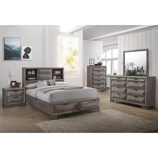 Esofastore Antique Grey Finish Bedroom Furniture Queen Size