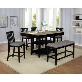 Esofastore Transitional Storage Dining Set Counter Ht 6pc Storage