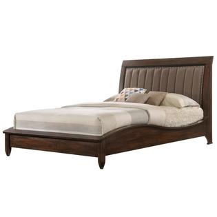 Esofastore Casual Walnut Finish Rubberwood Bedroom Furniture Western King Size Bed 1pc
