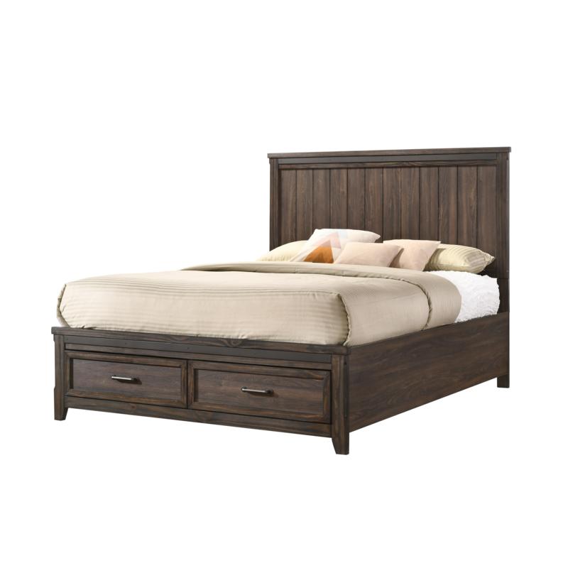 Esofastore Contemporary Rustic Storage Bed 4pc Bedroom Set Queen