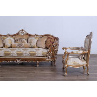 Hs Formal 4pc Living Room Sofa Loveseat And 2 Chairs Set Gold