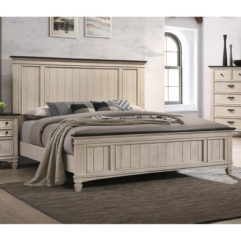 Hs 4pc Contemporary King Size Bed Hb Fb Set Dresser Mirror