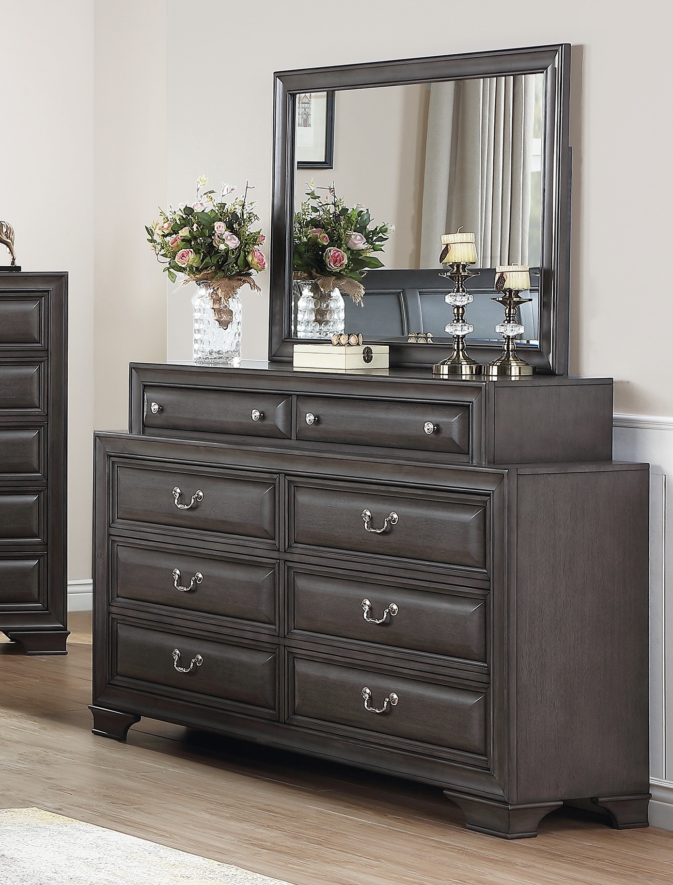 Esofastore Bedroom Furniture Queen Size Bed Dresser Mirror