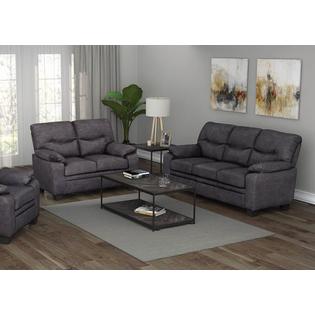 Hs 2pc Sofa Set Contemporary Living Room Furniture Charcoal Padded