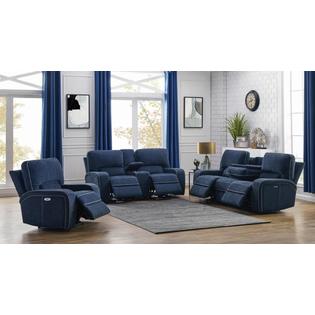 Hs 2pc Power Sofa Set Contemporary Living Room Furniture Navy Blue