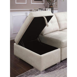 Esofastore Classic Modern Sectional Cushions Sofa Chaise Beige Chenille Sofa Living Room Furniture Ottoman W Storage