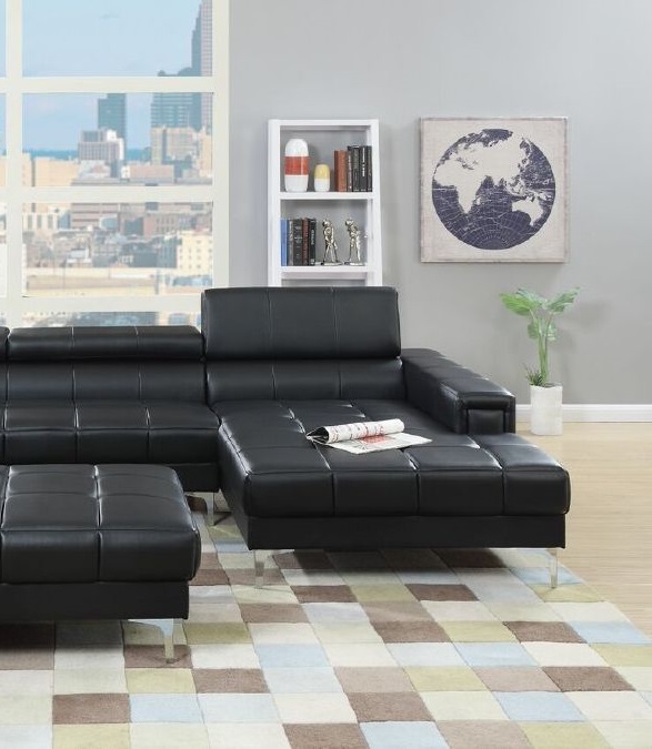 Simmons Editor Bonded Leather Sectional Sofa Baci Living Room