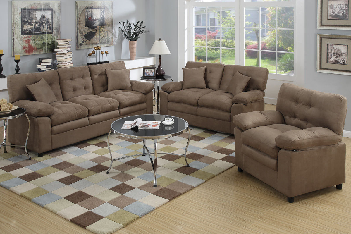 Esofastore Dark Brown 3pc iMicrofiberi Sofa iSeti Sofa Esofastore Dark Brown 3pc iMicrofiberi Sofa iSeti Sofa