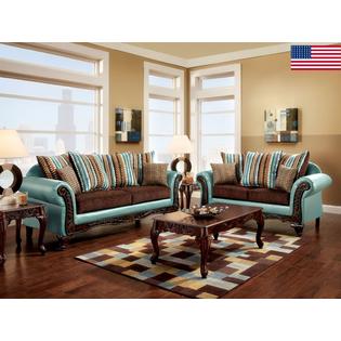 Furniture Of America Mulligan Collection 2pc Sofa Set Teal And