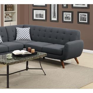 Esofastore Living Room 2 Pcs Sectionals Sectional Sofa Loveseat Wedge Ash Black Polyfiber Couch Pillows