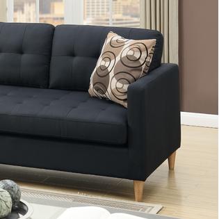 Esofastore Small Reversible Modular Sectional Black Polyfiber