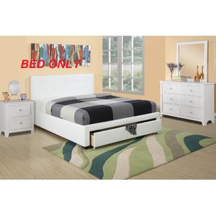 Esofastore Gorgeous Stylsih White Faux Leather Queen Bed Tufted