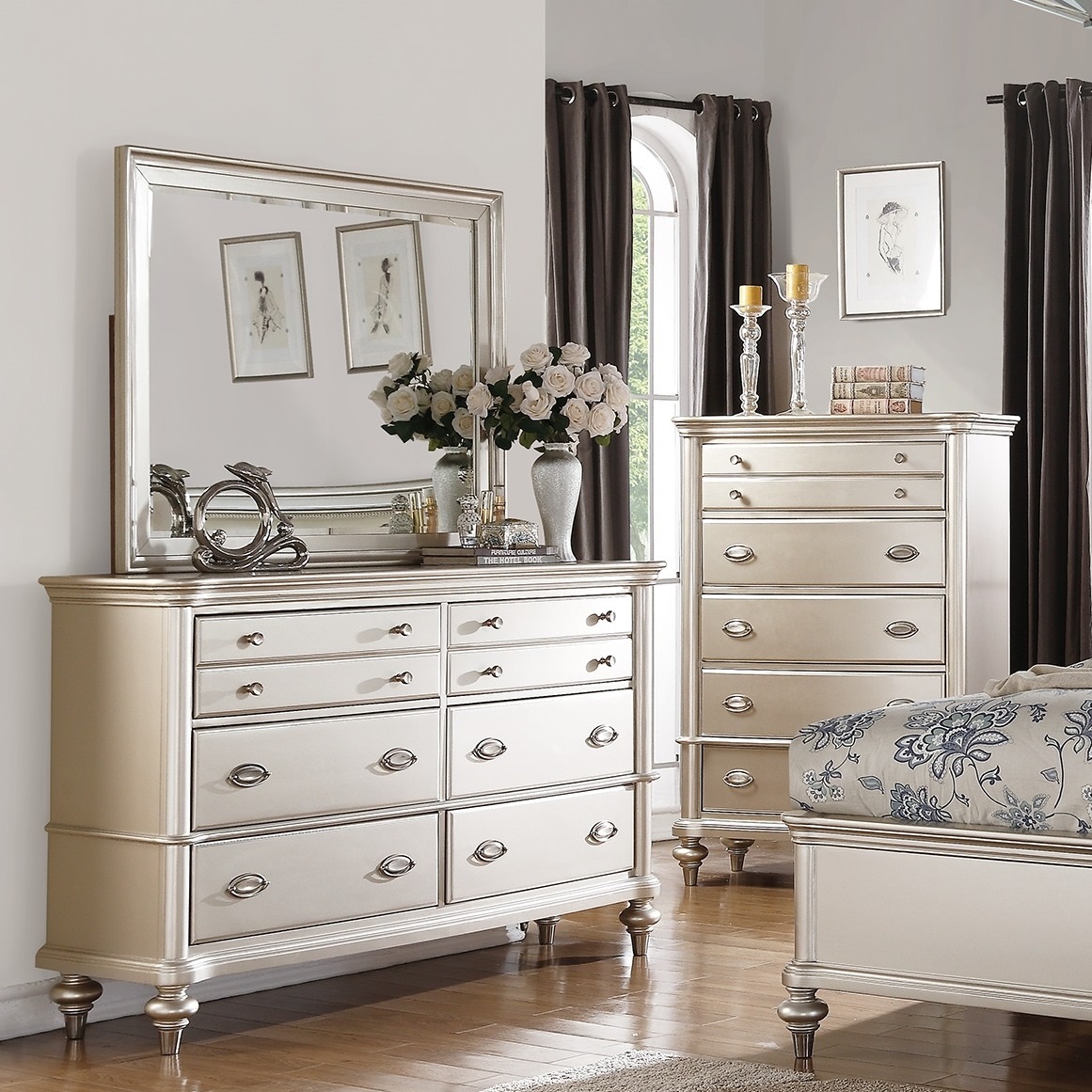 Esofastore Formal Traditional Romantic Bedroom Furniture 4pc Set