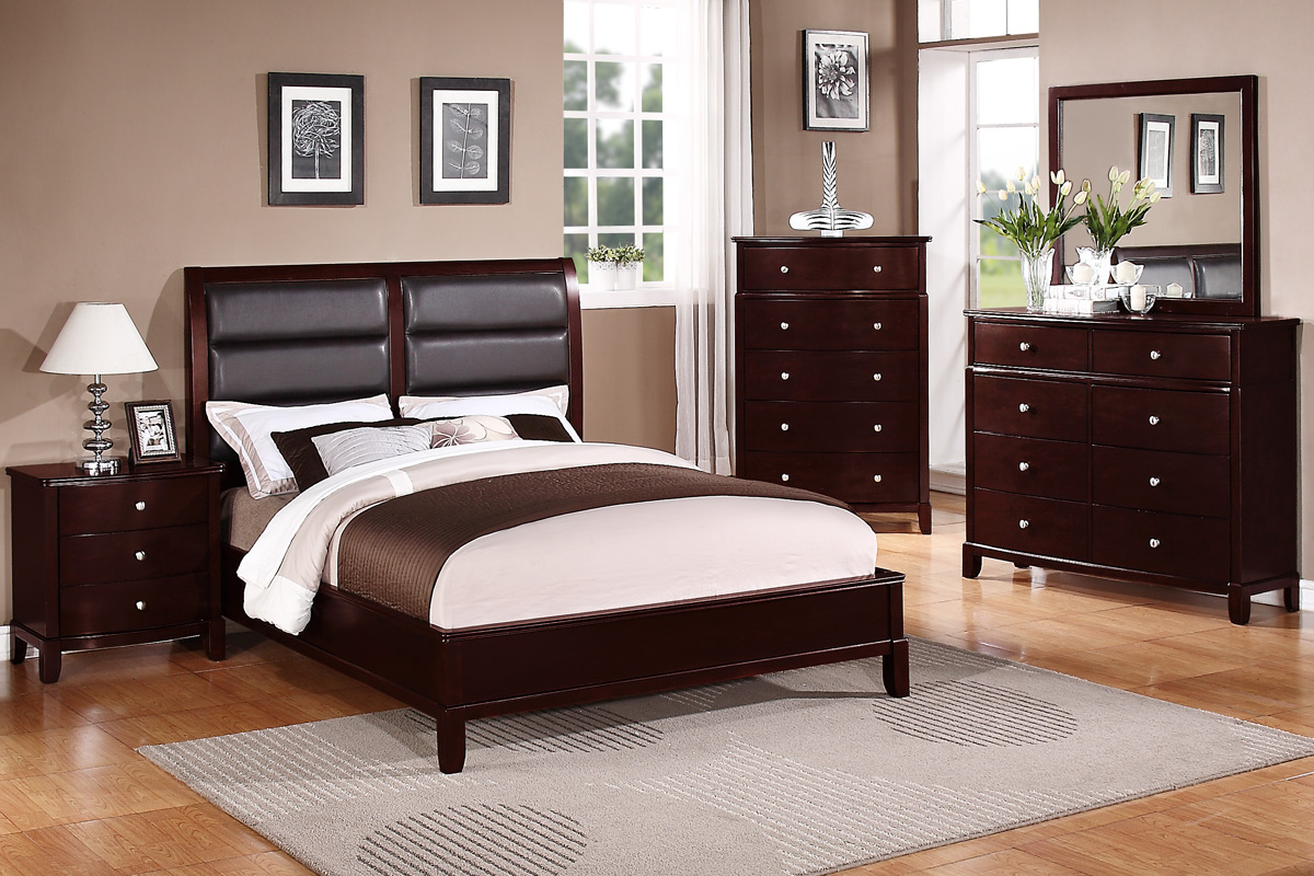 Esofastore Majestic Contemporary 4pc Bedroom Set Queen Size Bed