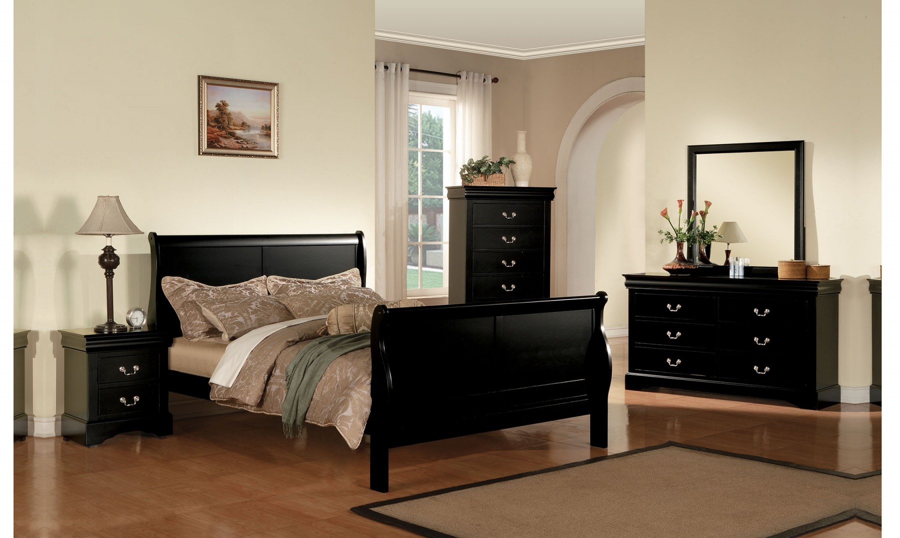 Crownmark Louis Philippe King Size Bed By Crownmark