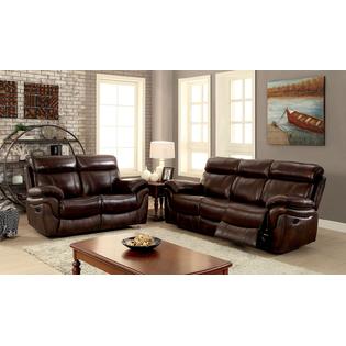 Furniture Of America Modern Reclining Sofa Loveseat Top Grain