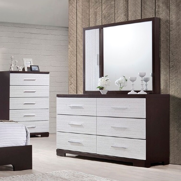 Esofastore Modern Bedroom Storage 4pc Queen Set Dark Brown Bed