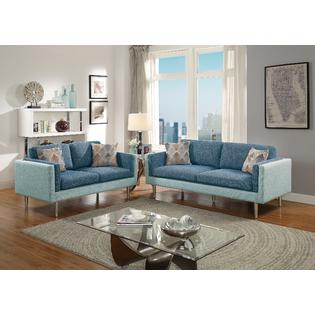 Esofastore Living Room Modern Unique Sofa Love Seat Blue Aqua