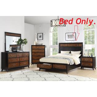 Esofastore California King Size Bed Bamboo Finish Panel Hb