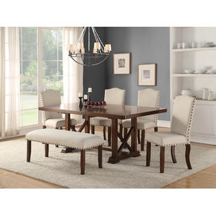 Esofastore Classic Luxury Look Dining Table W Leaf Cream Fabric