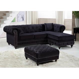 Hs Reversible Chaise Wooden Leg Living Room Furniture Black Velvet
