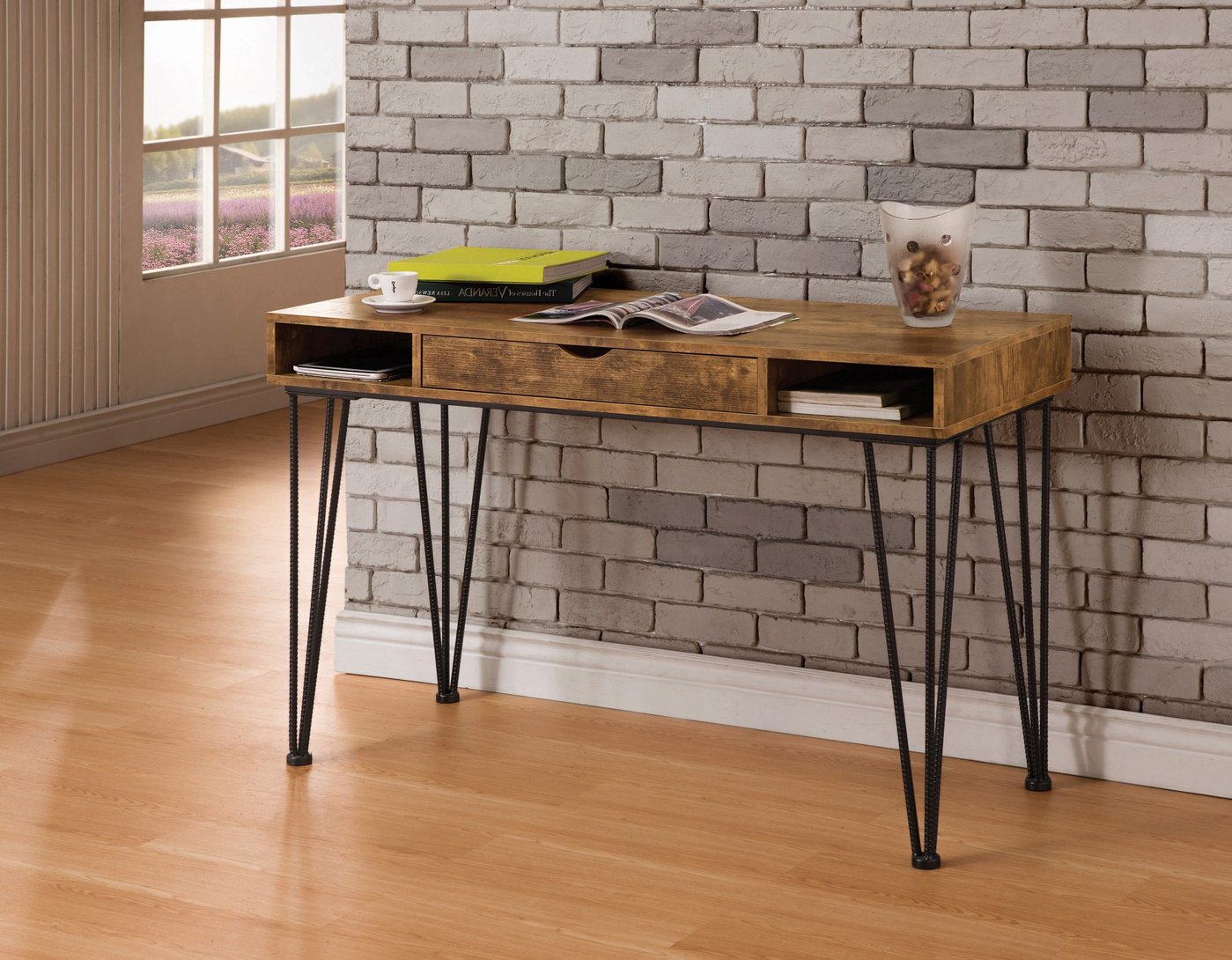 Broyhill Wood Top Writing Desk With Whitewash Drawers