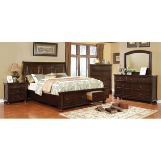 Hs Transitional Brown Cherry Finish Solid Wood 4pc Bedroom