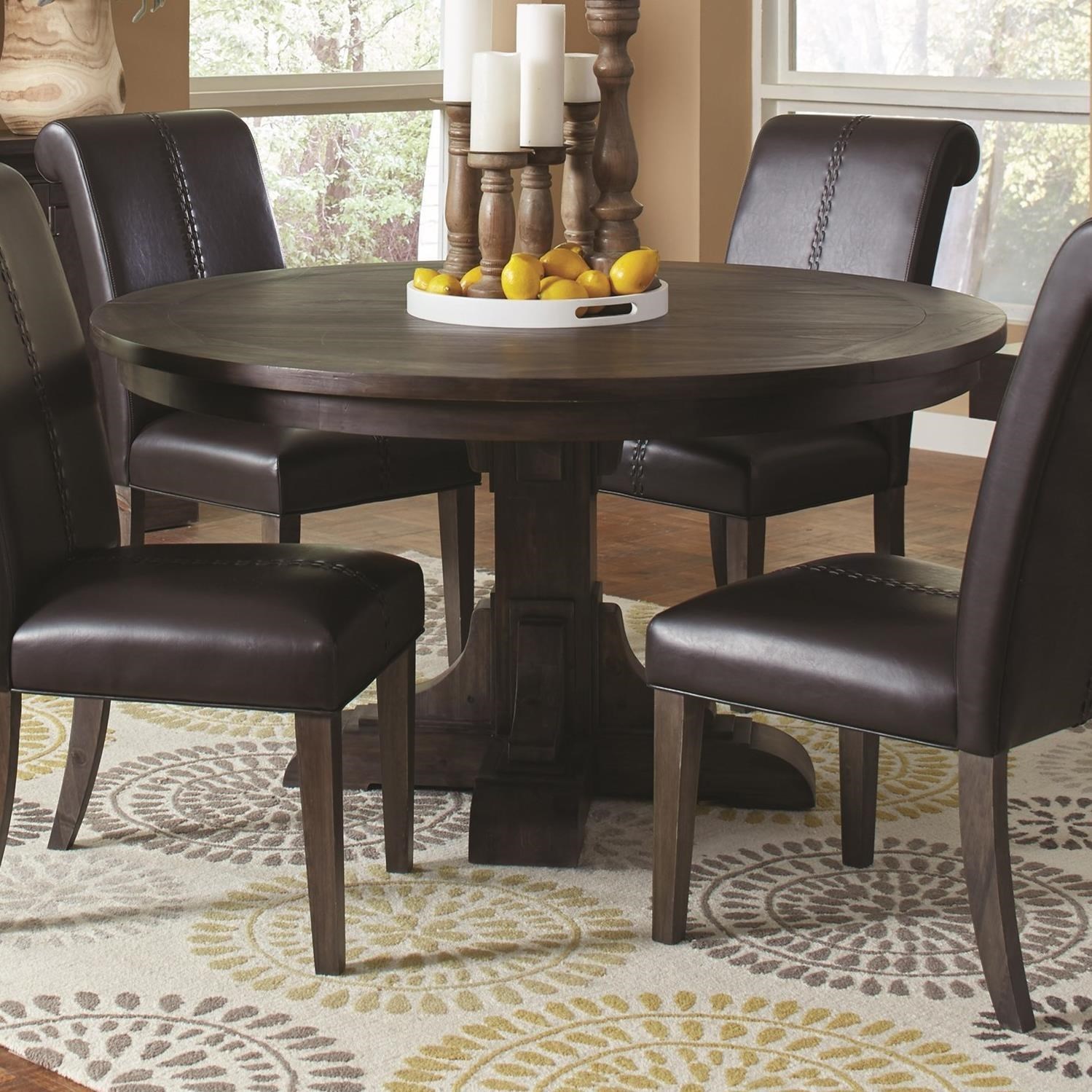 Coaster Black Leatherette Cushion Chairs Round Dining Table 5pc