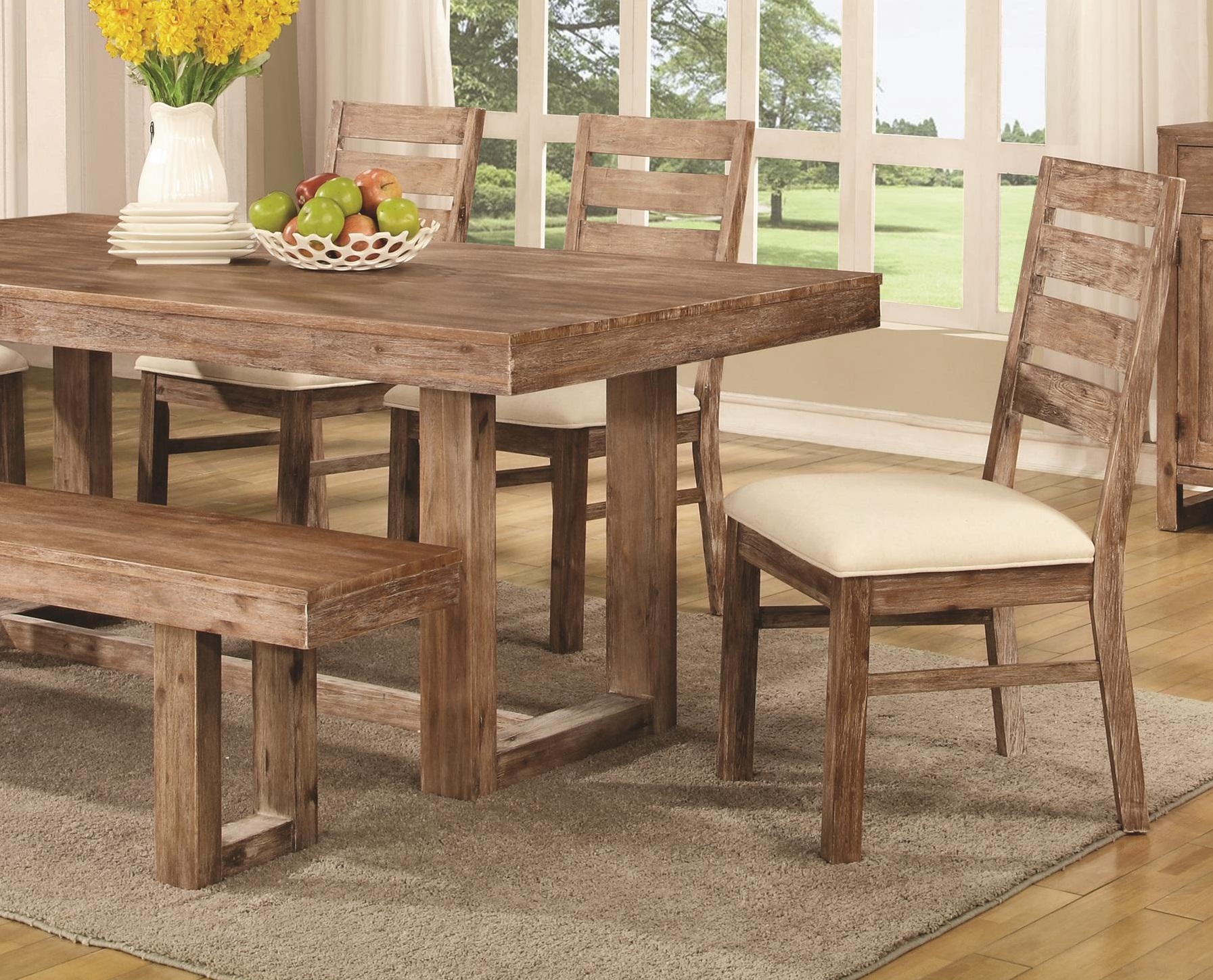 Coaster Casual 6pc Dining Set Acacia Wood U Base Dining Table 4