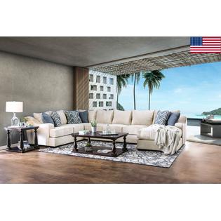 Esofastore Ivory Fabric Large Sectional Sofa Living Room Furniture