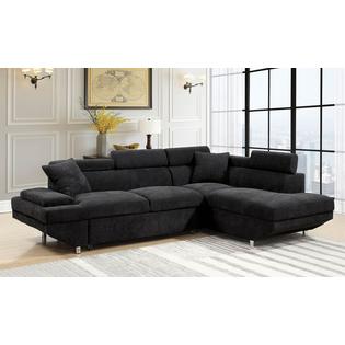 Furniture Of America Sectional Sofa W Pull Out Bed Sleeper Black