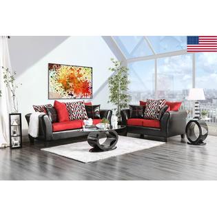 Furniture Of America Contemporary 2pc Sofa Set Two Tone Black