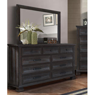 Esofastore Dark Grey Traditional Queen Size Bedroom Solid Wood Veneers Furniture 4pc Set