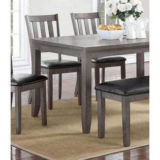Esofastore Rustic 6pc Set Table W 4 Side Chairs Black Faux Leather